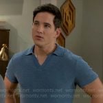 Smitty's blue knit polo on Beyond the Gates