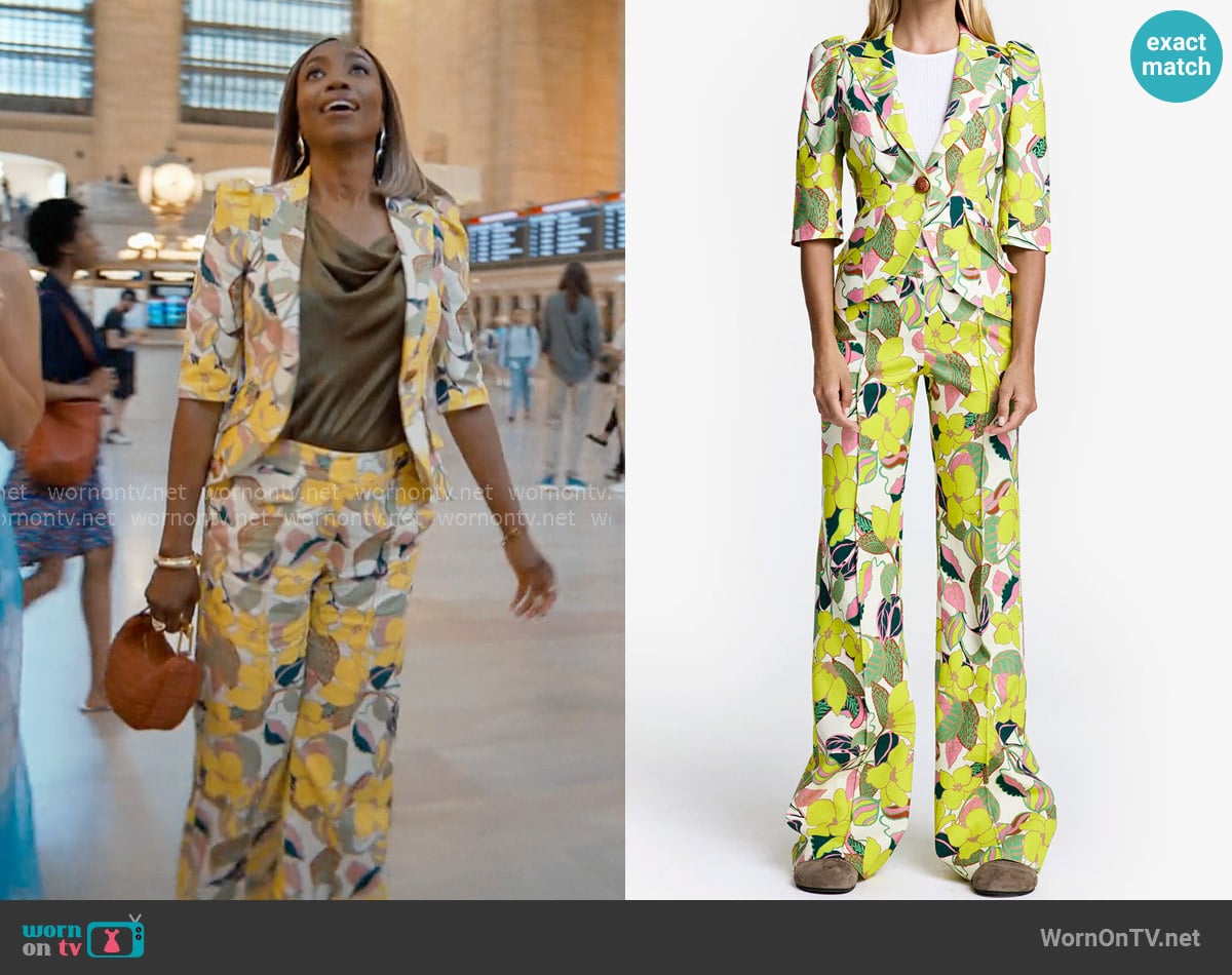 Smythe Citrus Cabana Short-Sleeve Blazer worn by Helen Decatur (Heather Headley) on Sweet Magnolias
