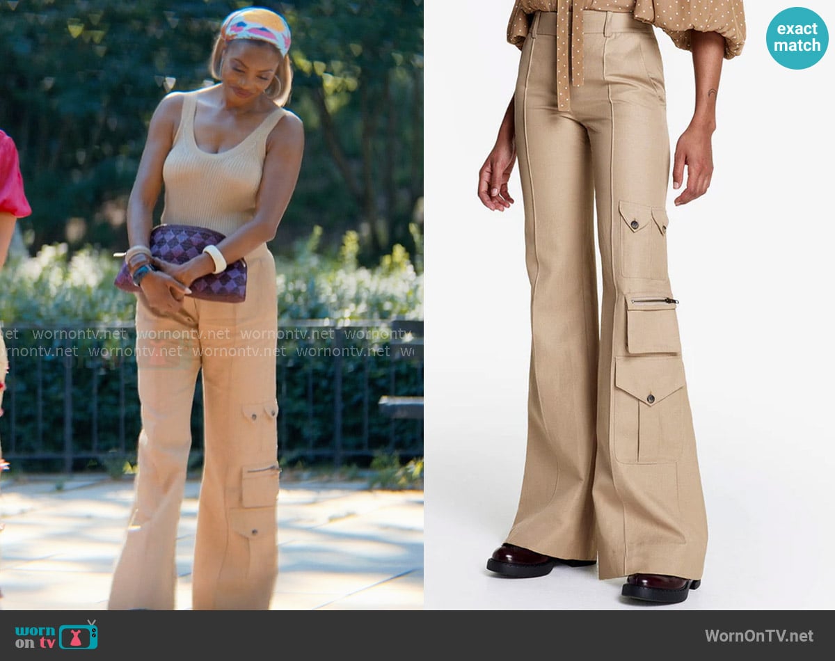 Smythe Wide-Leg Cargo Trousers worn by Helen Decatur (Heather Headley) on Sweet Magnolias