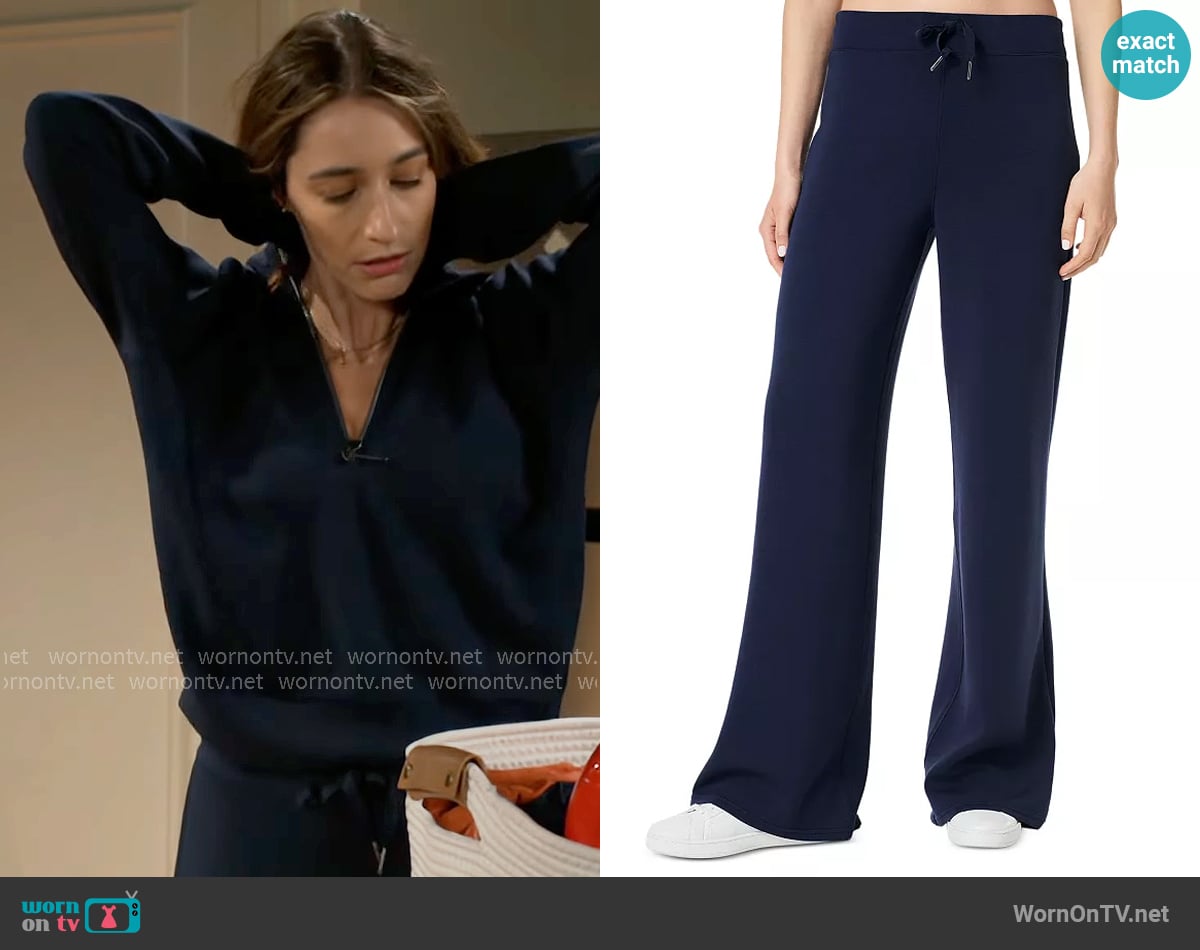 Spanx AirEssentials Wide Leg Pants in Timeless Navy worn by Ashley Morgan (Jen Jacob) on Beyond the Gates
