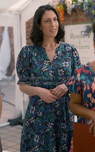 Stacy’s blue floral midi dress on Sweet Magnolias