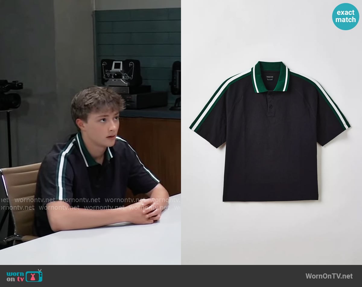 Standard Cloth Boxy Cotton Polo Shirt worn by Danny Morgan (Asher Jared Antonyzyn) on General Hospital