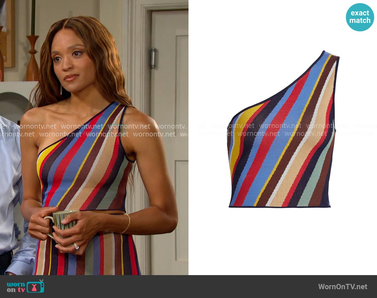 Staud Lexi Top in Market Stripe worn by Lani Price (Sal Stowers) on Days of our Lives