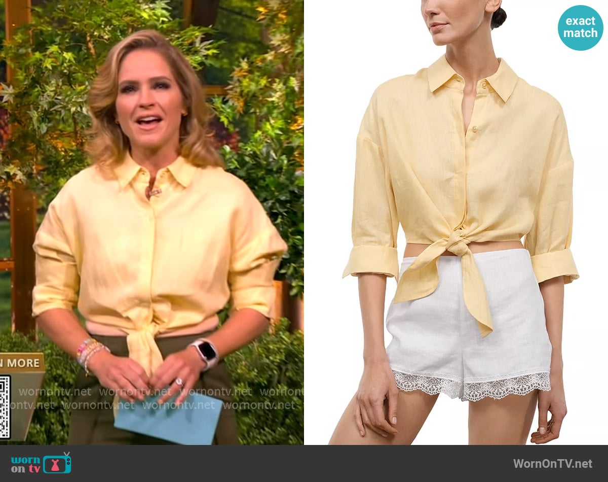 Staud Lisa Linen Top worn by Sara Haines on The View