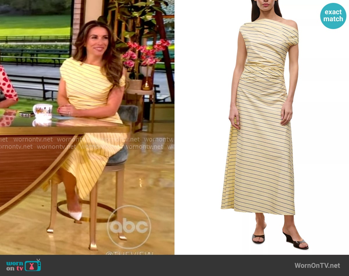 Staud Phare Midi Dress in Monday Stripe worn by Alyssa Farah Griffin on The View
