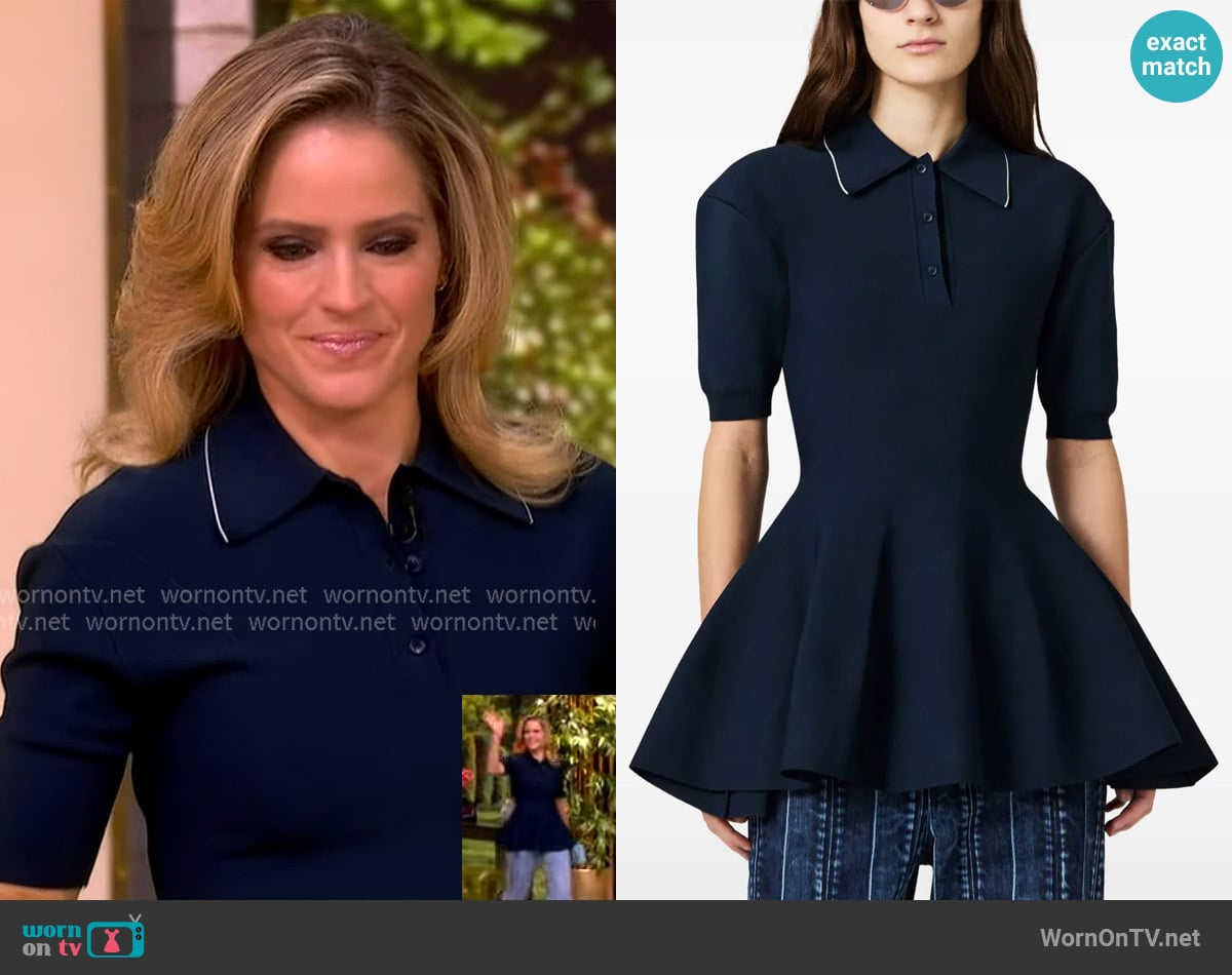 Stella McCartney Button-placket polo top worn by Sara Haines on The View