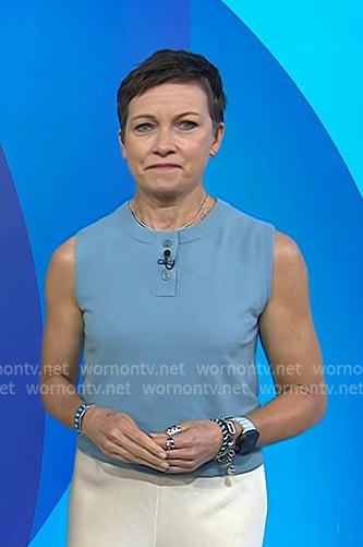 Stephanie’s blue sleeveless knit top on Today