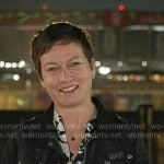 Stephanie’s floral print top and black jacket on Today