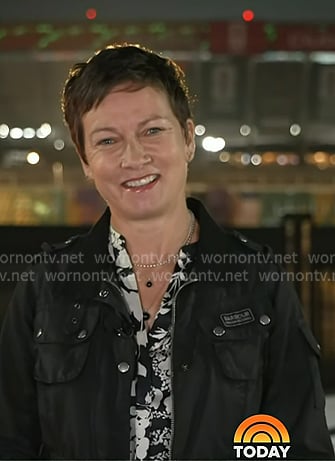 Stephanie’s floral print top and black jacket on Today