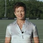 Stephanie’s grey satin polo top on Today
