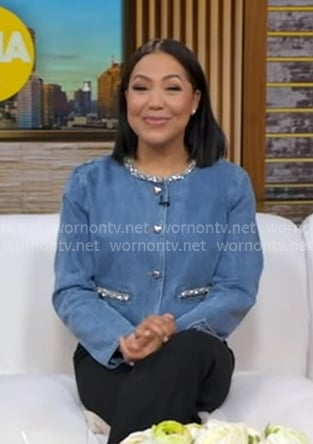 Stephanie’s rhinestone embellished denim jacket on Good Morning America