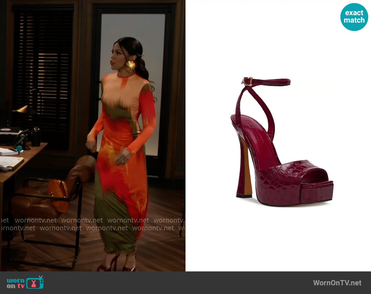 Steve Madden Sass Sandals worn by Dani Dupree (Karla Mosley) on Beyond the Gates