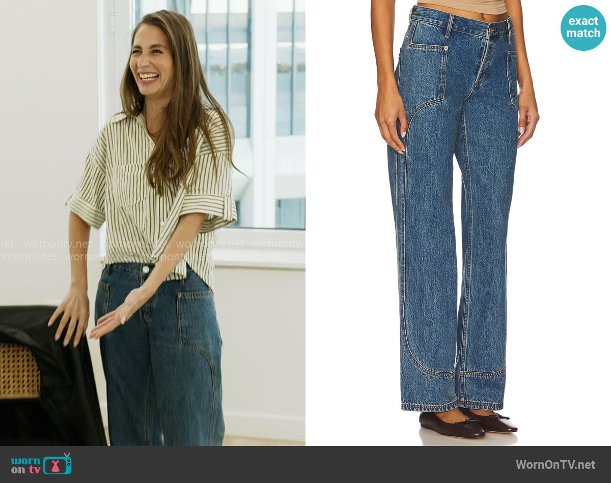 Still Here Supply Wide Leg Jeans in Classic Blue worn by Amanda Batula on In The City