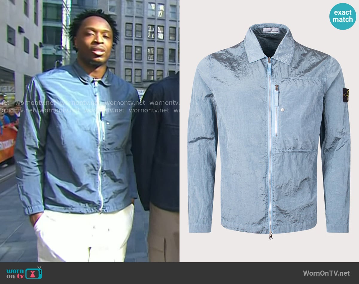 Stone Island Nylon Metal Overshirt in Steel Blue worn by OG Anunoby on Today