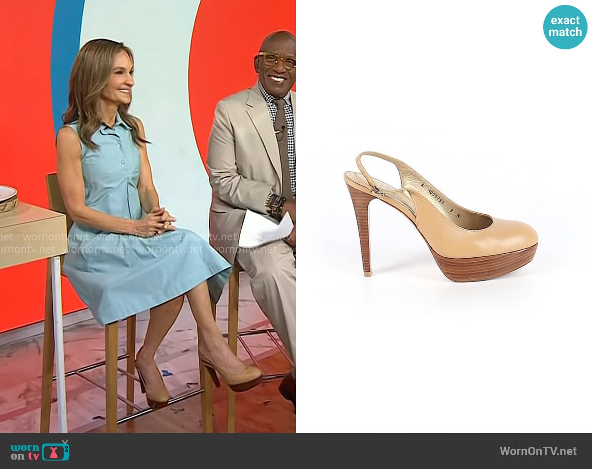 Stuart Weitzman Slingback Platform Pumps worn by Joy Bauer on Today