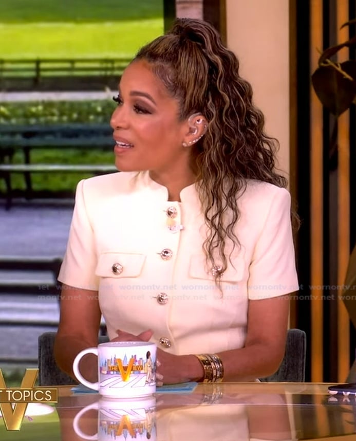 Sunny’s belted layered dress on The View