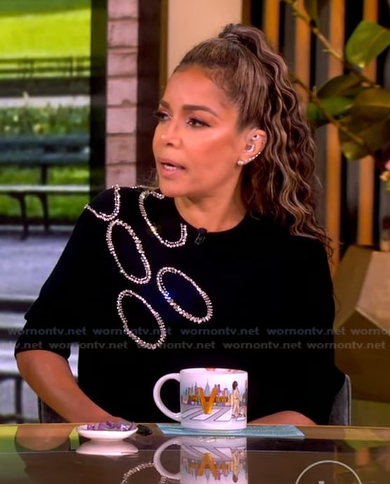 Sunny’s black embellished top on The View