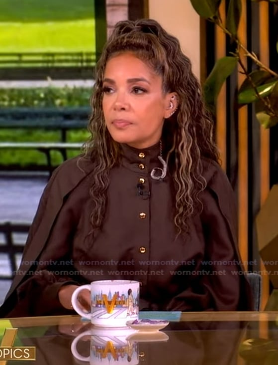 Sunny’s brown tie waist top and pants on The View