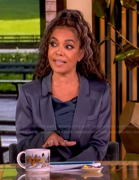 Sunny’s gray satin blazer on The View