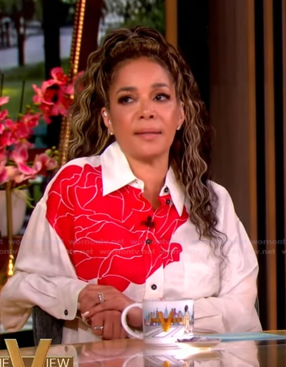 Sunny’s white floral button down shirt on The View