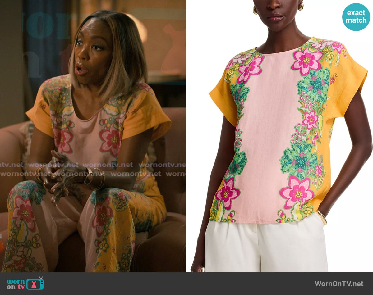 T Tahari Eternity Garden Blouse worn by Helen Decatur (Heather Headley) on Sweet Magnolias