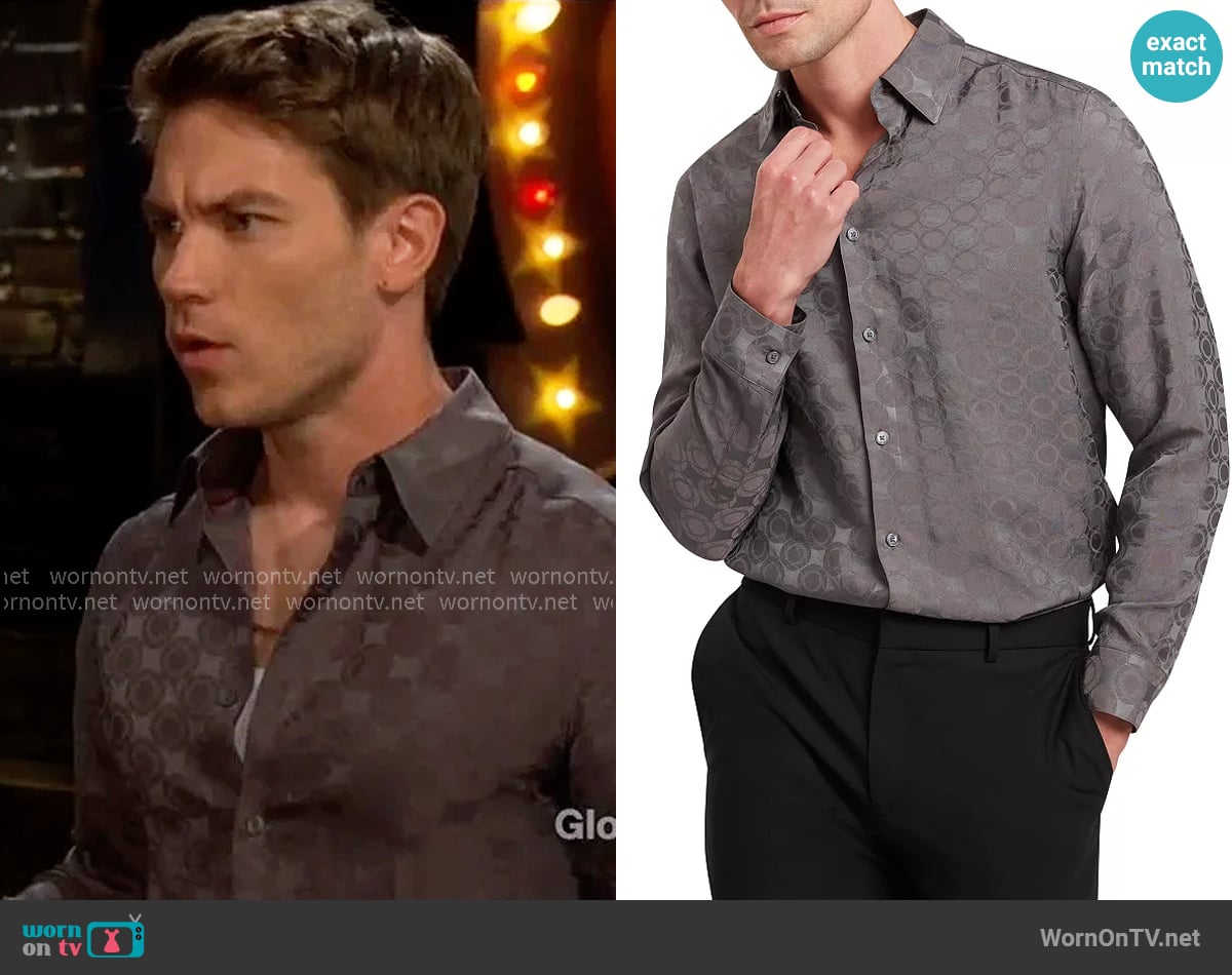 Ted Baker Farax Shirt worn by Noah Newman (Lucas Adams) on The Young and the Restless