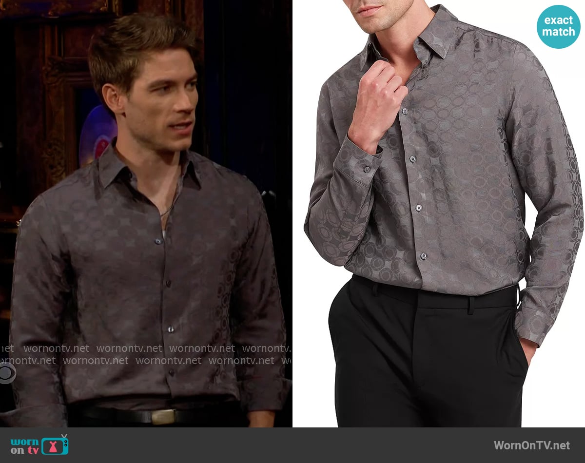 Ted Baker Farax Shirt worn by Noah Newman (Lucas Adams) on The Young and the Restless
