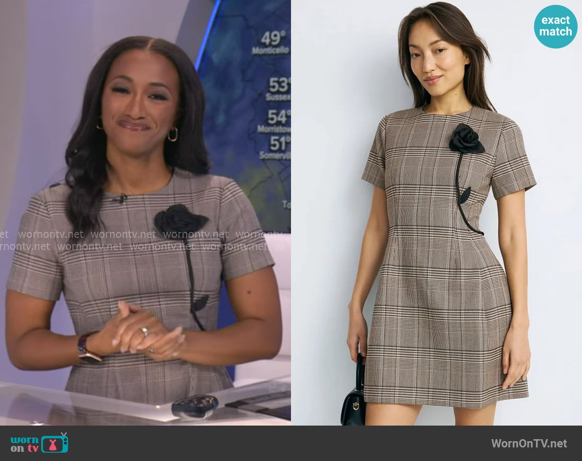 Ted Baker Lisa Plaid Mini Dress worn by Brittany Bell on Good Morning America