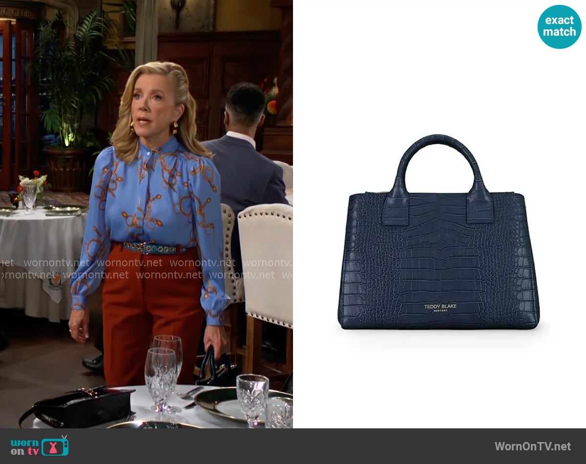 Teddy Blake Bella Croco Bag worn by Nikki Reed Newman (Melody Thomas-Scott) on The Young and the Restless
