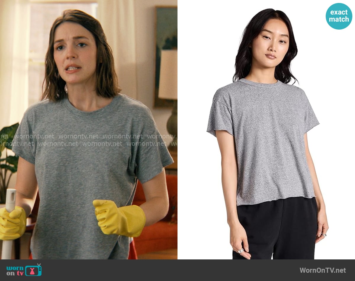 The Great The Crop Tee in Heather Grey worn by AJ Pascarelli (Ella Hunt) on Not Suitable For Work