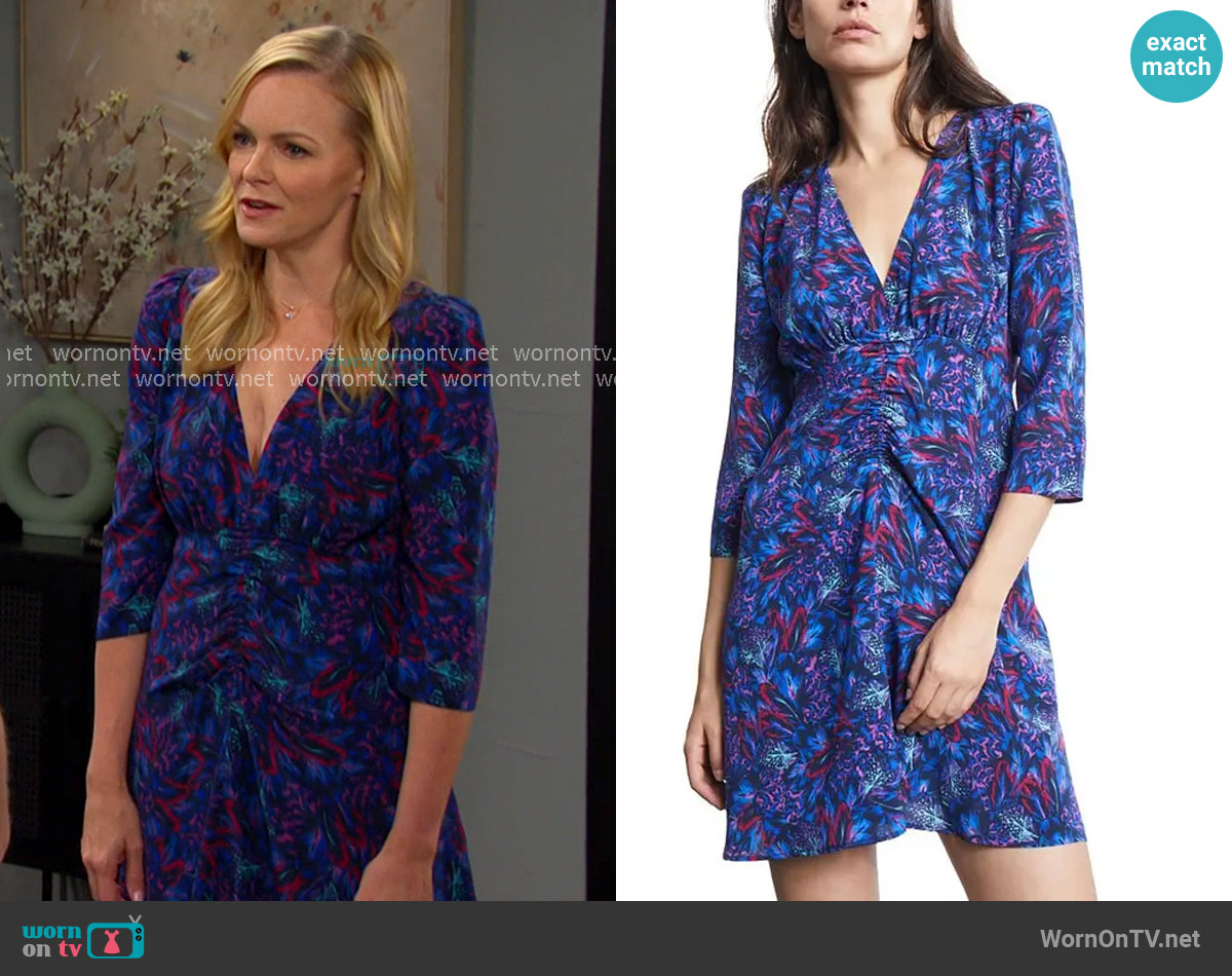 The Kooples Feather Print Three Quarter Sleeve Dress worn by Belle Brady (Martha Madison) on Days of our Lives