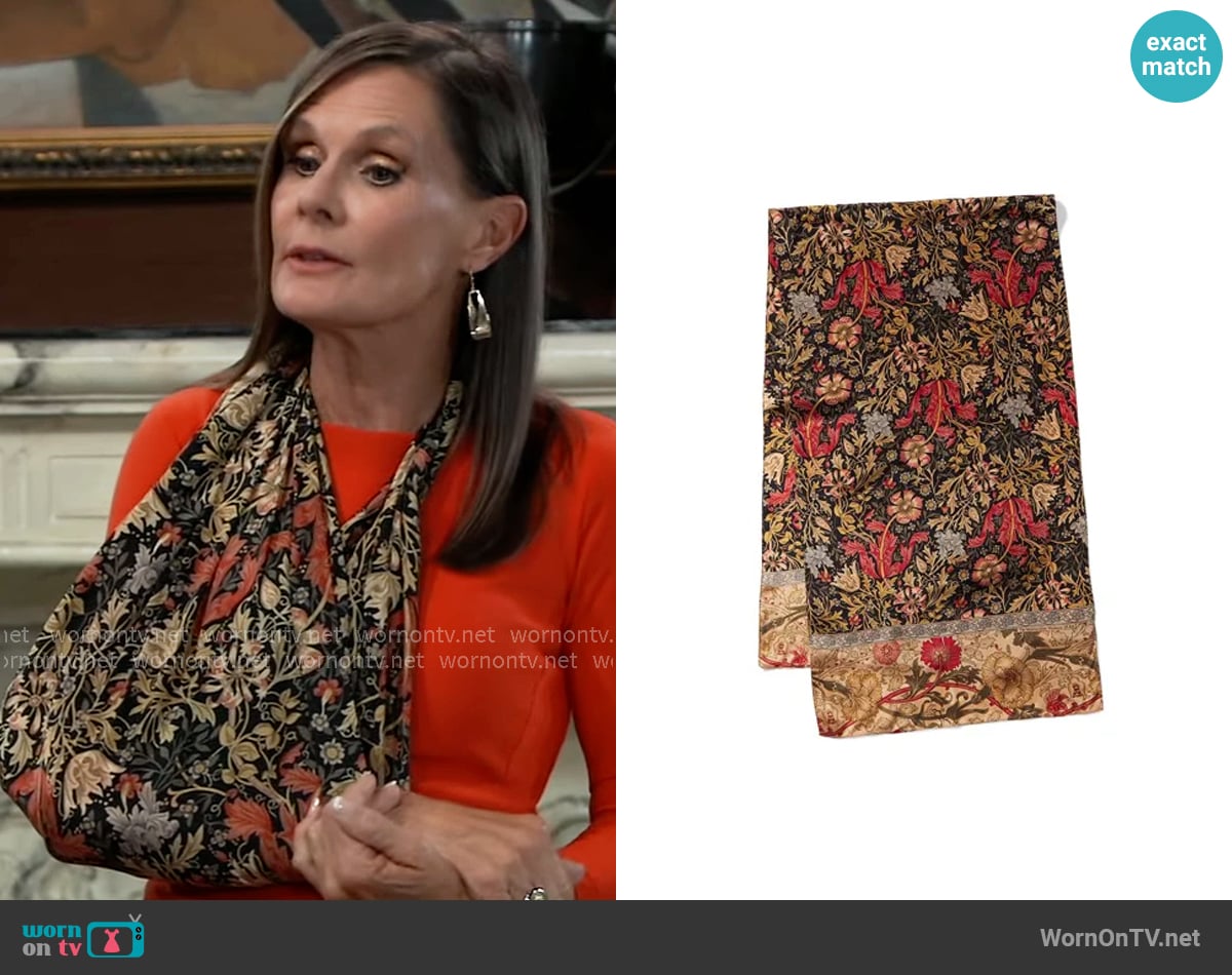 The Met Store William Morris Compton Oblong Silk Scarf worn by Lucy Coe (Lynn Herring) on General Hospital