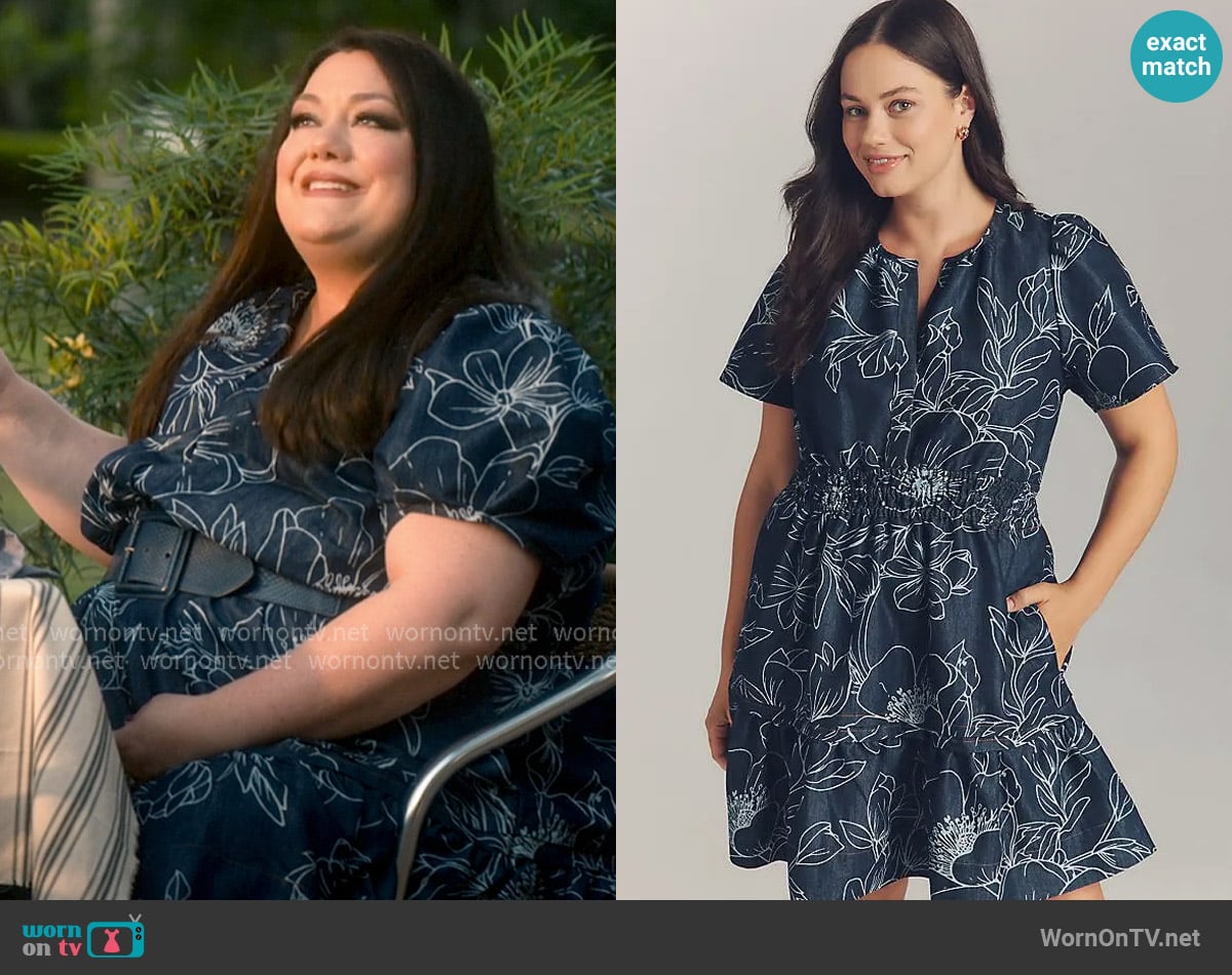The Somerset Denim Mini Dress worn by Dana Sue Sullivan (Brooke Elliott) on Sweet Magnolias