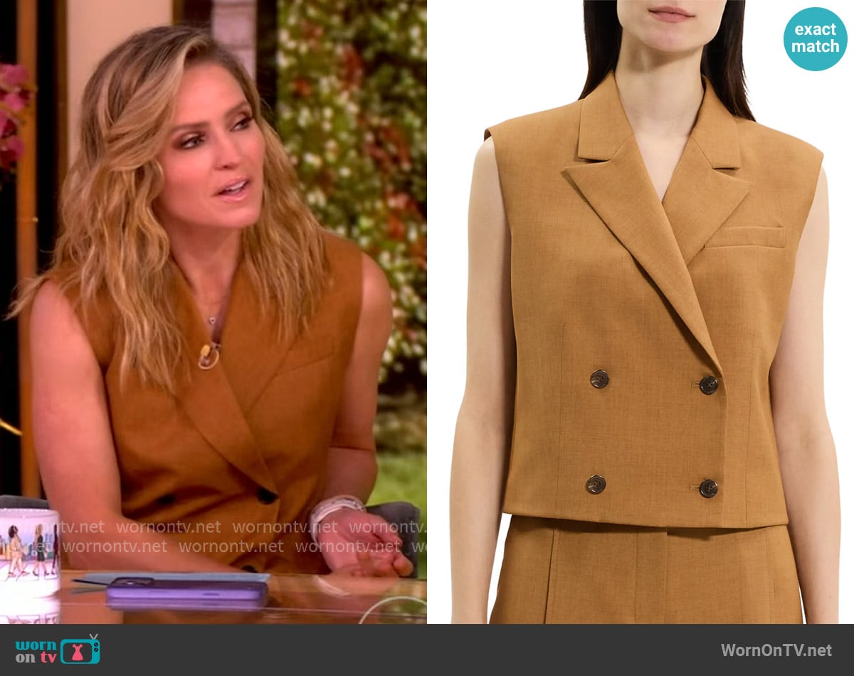Theory Double Breasted Crop Vest worn by Sara Haines on The View