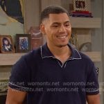 Theo’s navy contrast tipping polo on Days of our Lives