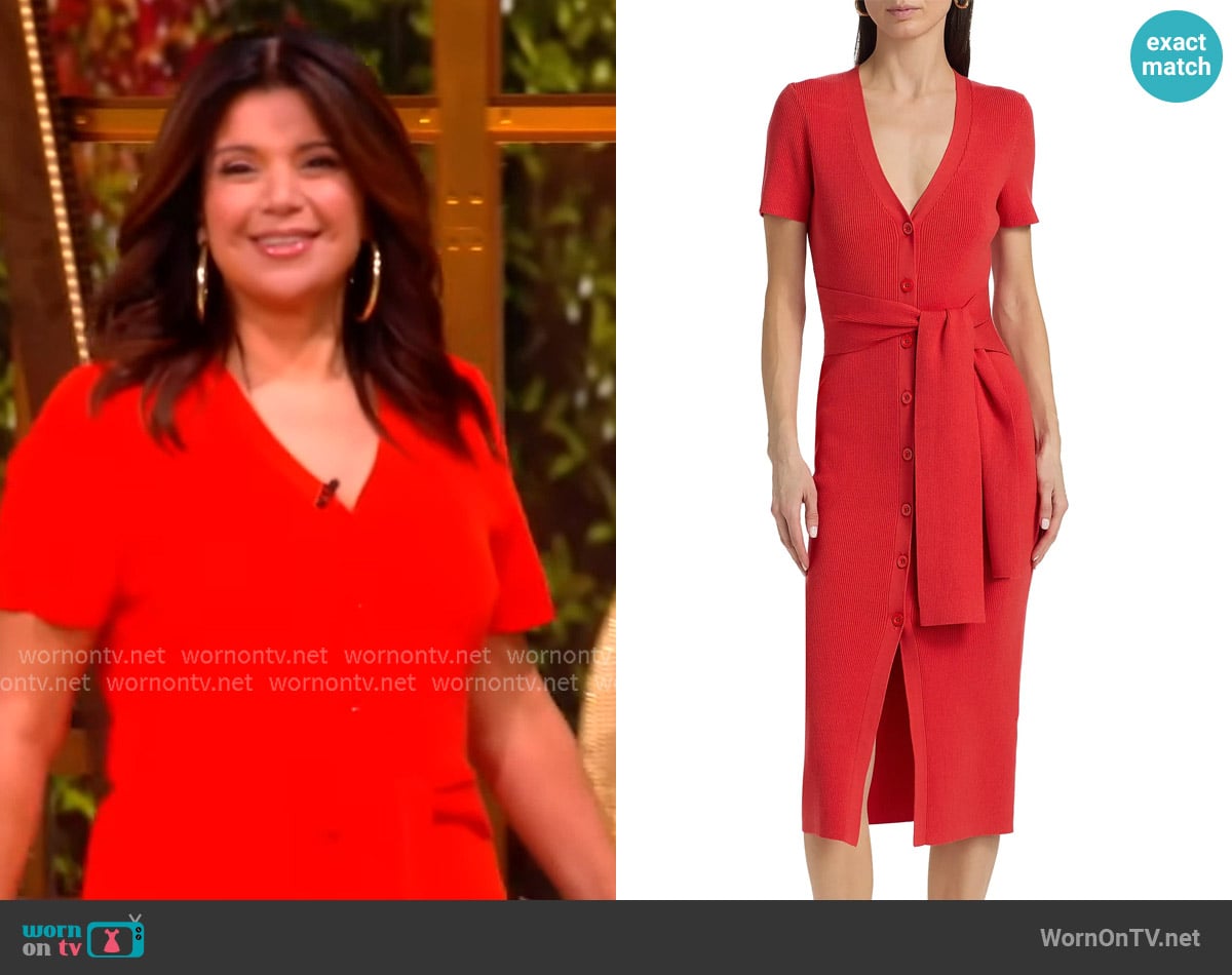 Ana’s red ribbed dress on The View