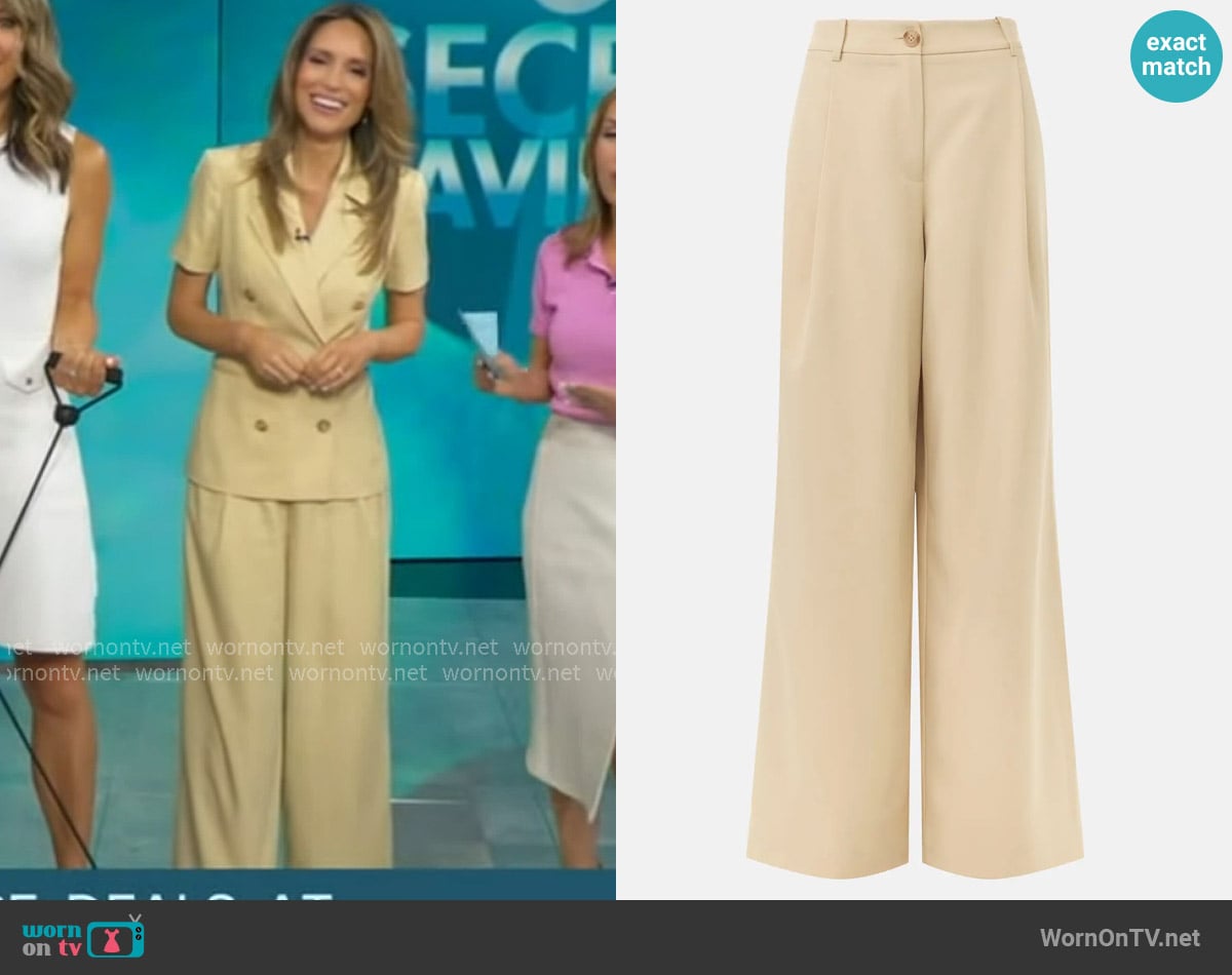 Toccin Pleated Wide Leg Trousers worn by Rhiannon Ally on Good Morning America
