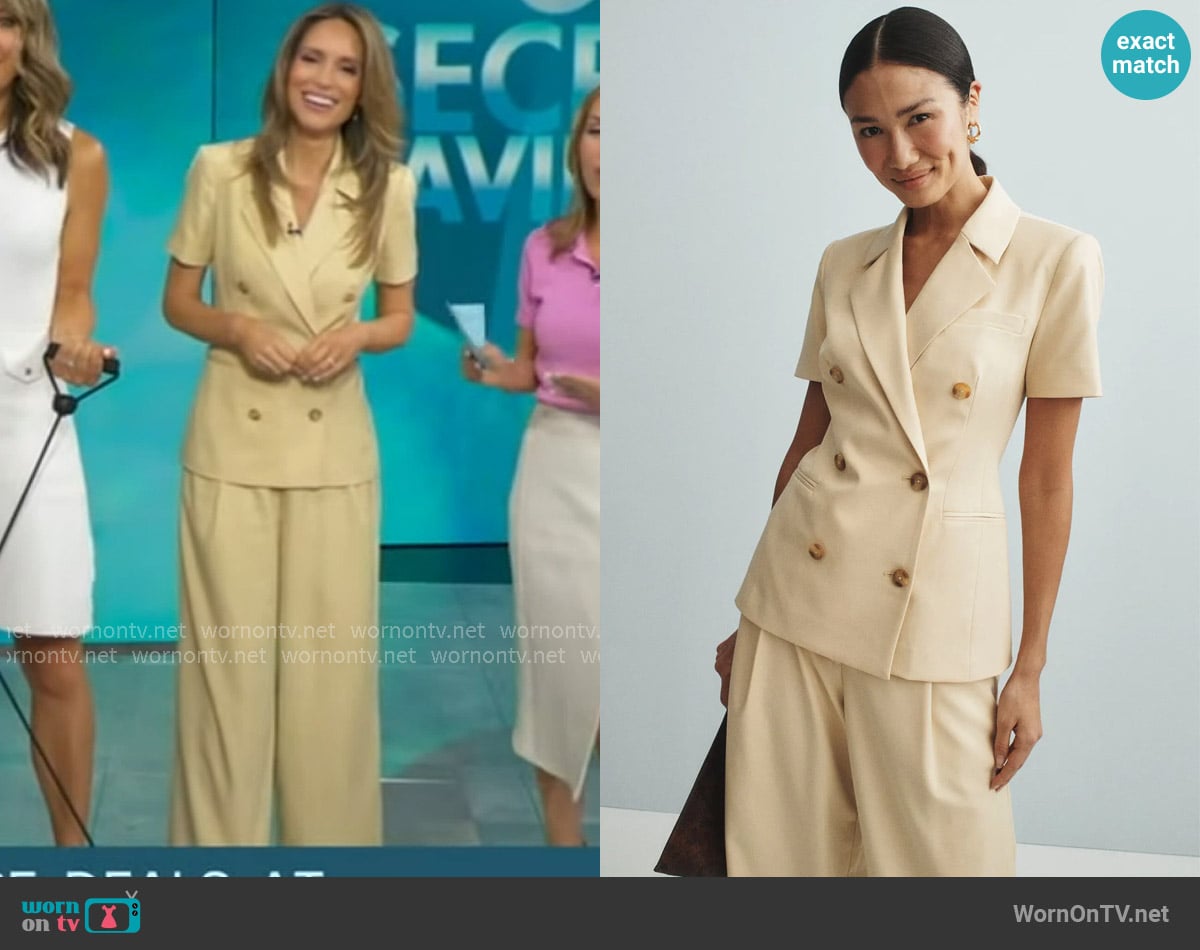 Toccin Short Sleeved Double Breasted Blazer worn by Rhiannon Ally on Good Morning America