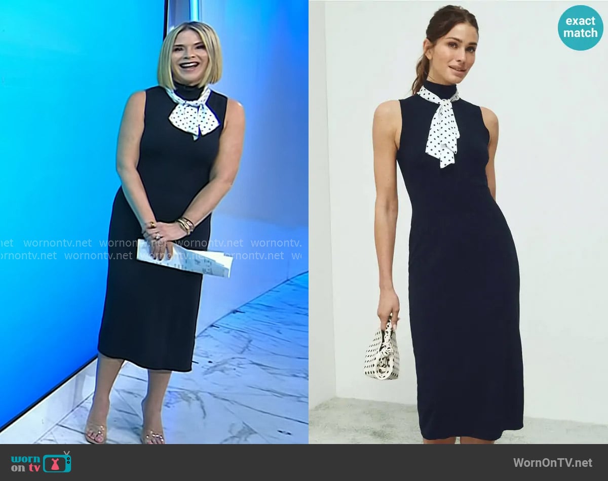 Toccin Sleeveless Midi Dress with Neck Tie worn by Jenna Bush Hager on Today