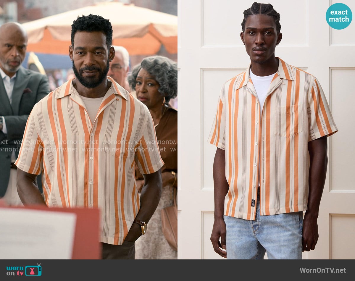 Todd Snyder Natural Cropped Rayon Capri Shirt worn by Erik Whitley (Dion Johnstone) on Sweet Magnolias