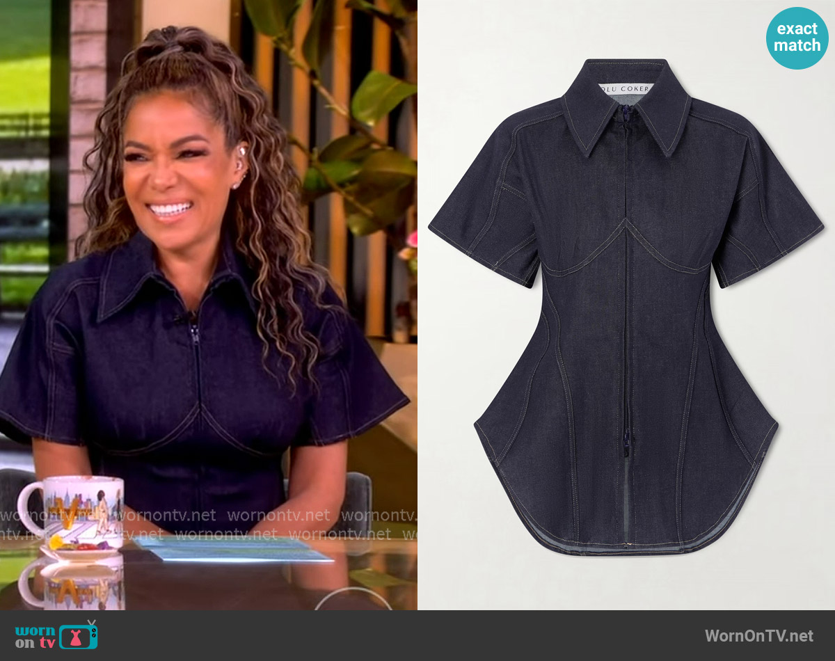 Sunny’s denim peplum top on The View