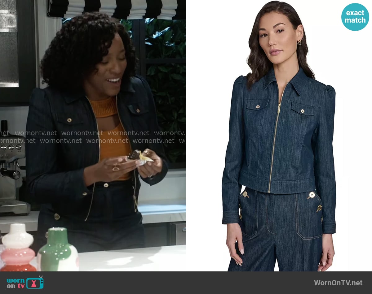 Tommy Hilfiger Denim Zip Trucker Jacket worn by Naomi Hamilton Hawthorne (Arielle Prepetit) on Beyond the Gates