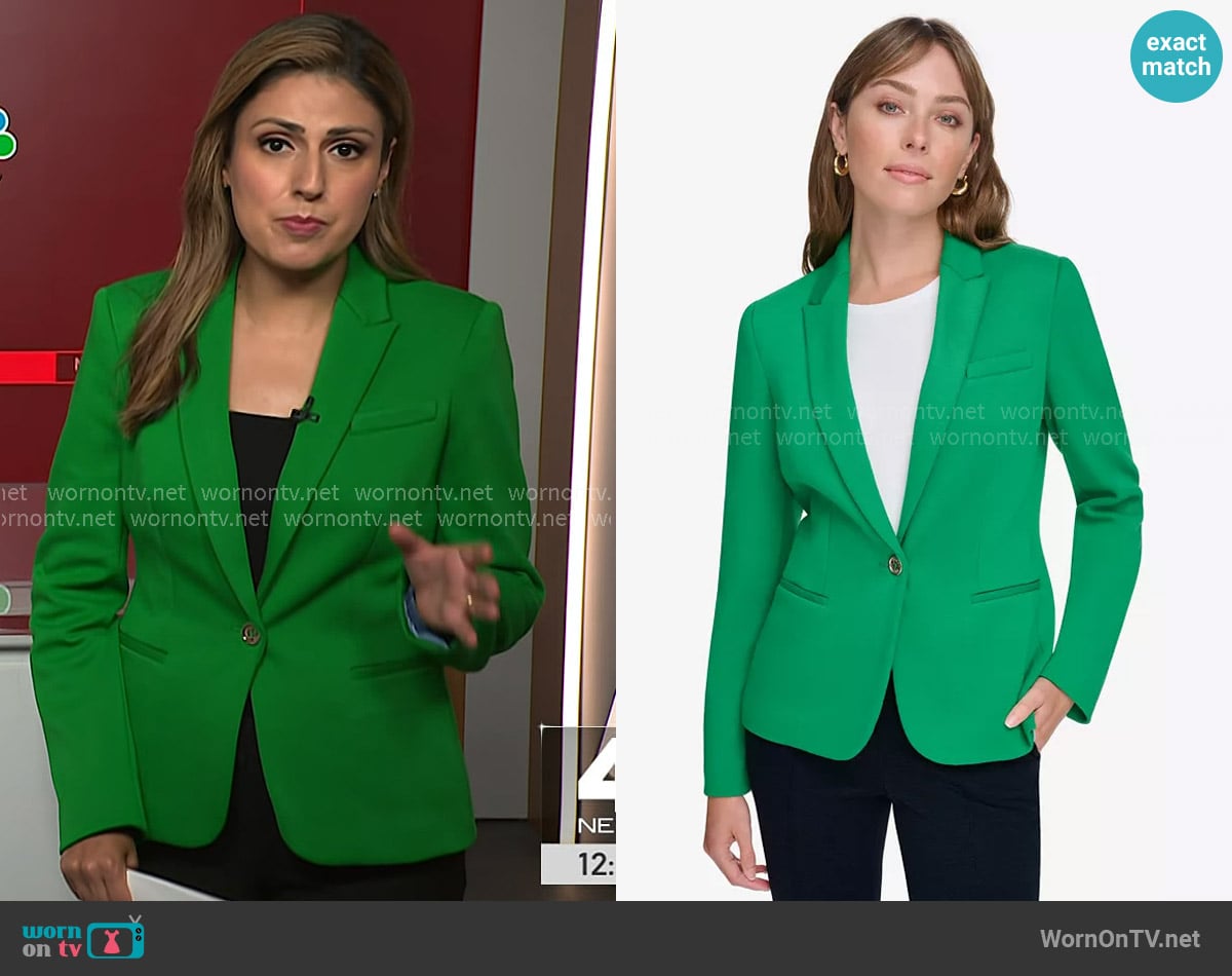 Tommy Hilfiger Scuba Peak-Lapel Long-Sleeve Blazer worn by Rana Novini on NBC News Daily