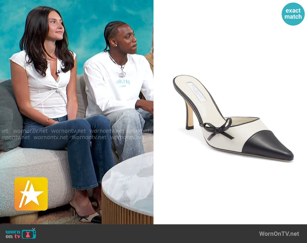 Tony Bianco Shirley Pointed Cap Toe Mule worn by Alexie Olivo on Access Hollywood