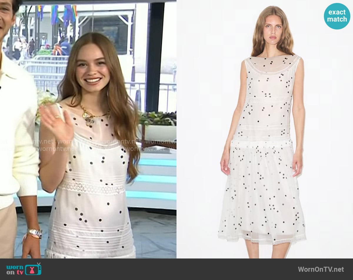 Sadie Soverall’s white polka dot dress on Today