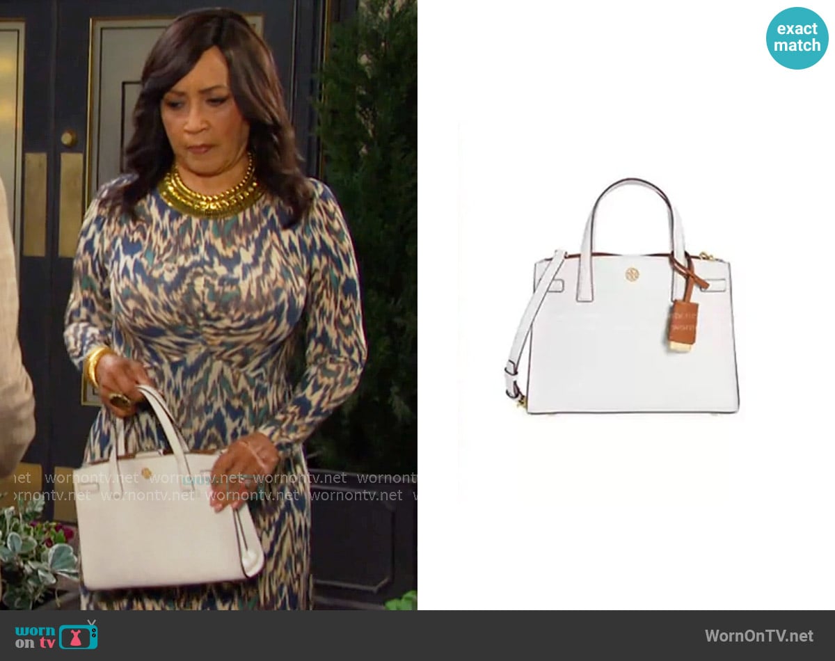 Tory Burch Small Walker Satchel worn by Paulina Price (Jackée Harry) on Days of our Lives