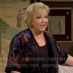Traci's floral velvet kimono jacket on The Young and the Restless