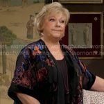 Traci’s floral velvet kimono jacket on The Young and the Restless