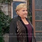 Traci’s velvet kimono jacket on The Young and the Restless
