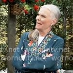 Tracy's teal floral kimono jacket on General Hospital